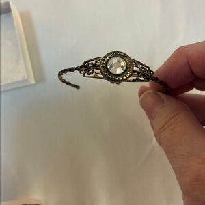 VTG cuff bracelet with rhinestone-like gem from Square Peg Workshop in VT